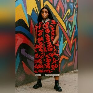 Streetwear zipper quilted mid-length, sleeveless vest.L-XL